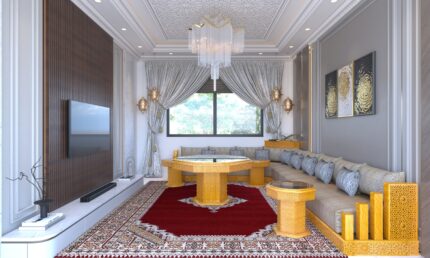 Dar Dmana Decor Salon Marocain traditionnel Slimania 2 bois naturel Maroc Casablanca Marrakech Agadir Kénitra Rabat Salé Tanger Tétouan