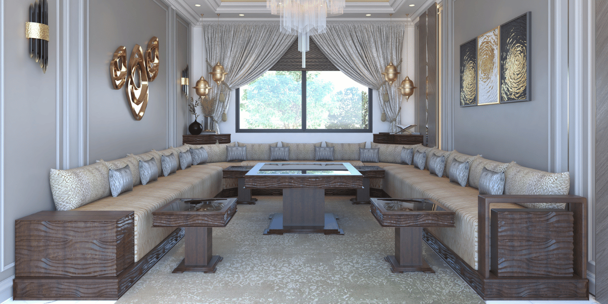 Salon Marocain traditionnel vagues Dar Dmana Decor