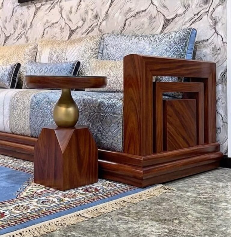 Salon marocain Acajou sur mesure en bois massif — Salon Premium