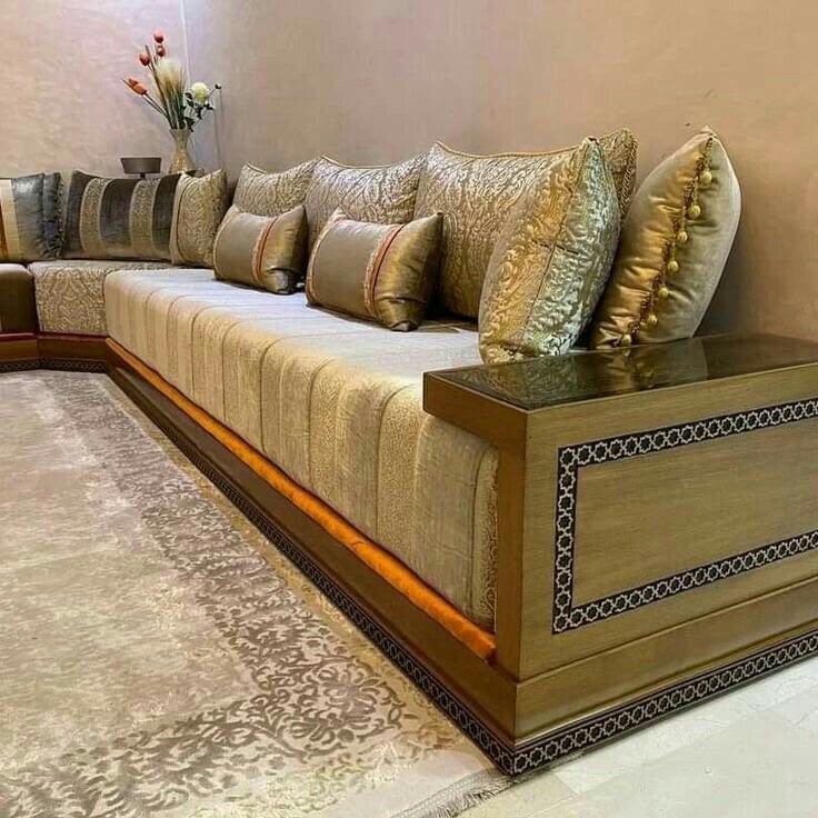 Salon marocain Njimat sur mesure en bois massif — Salon Économique
